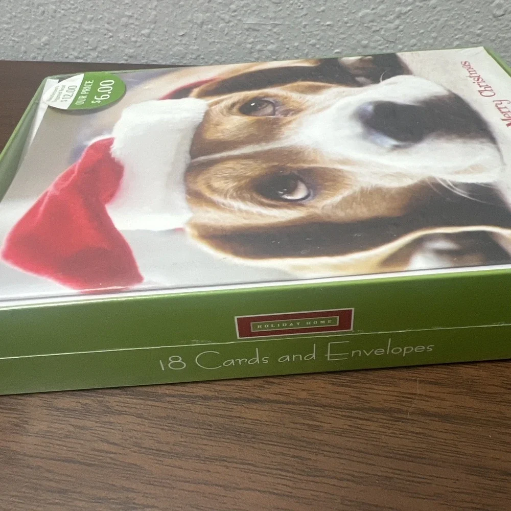 Retired Vintage Holiday Home Puppy Dog Christmas Cards & Envelopes 18 CT NOS NIB